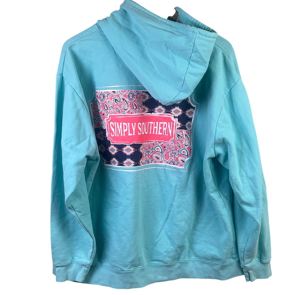 Simply‎ Southern Light Aqua Southwestern Aztec Paisley Pull Over Hoodie Size XXL - Picture 4 of 5